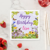 フローラバニーラビットバースデーパーティー スタンダードランチョンナプキン (インサイチュ)