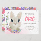 フローラバニー誕生日パーティーへの招待 |イースター 招待状 (正面/裏面)