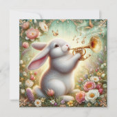 フローラバニー音楽ノートアールヌーボーイースター シーズンカード (正面)