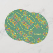 フローラバブルシンプルの緑の数々のサンキューカード (正面/裏面)