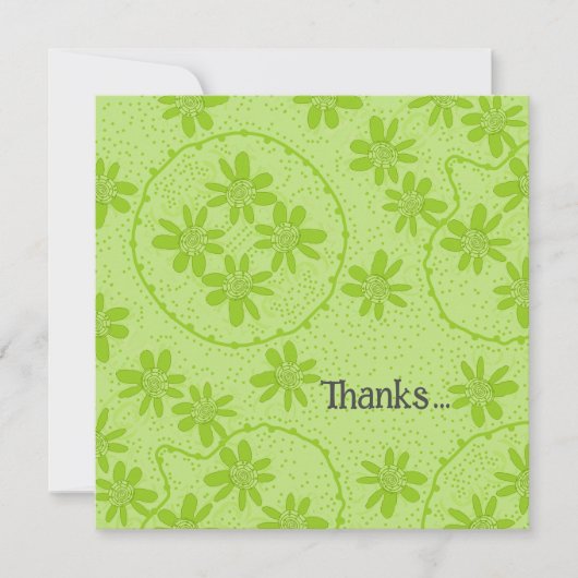 フローラバブル水玉模様ピーグリーンサンキューカード (正面)