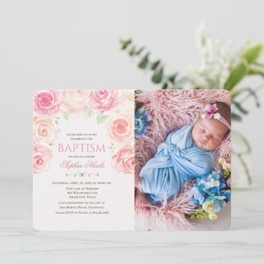 フローラバプティスウォーターカラーフォト招待状 招待状 (スタンド正面)