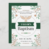 フローラバプティスセレモニーフォトコールグリーン招待状 招待状 (正面/裏面)