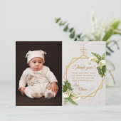 フローラバプテスカラリリー金ゴールド大理石幾何学模様 サンキューカード (スタンド正面)