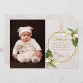 フローラバプテスカラリリー金ゴールド大理石幾何学模様 サンキューカード (正面/裏面)