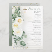 フローラバプテスマが祈りの言葉カード空白のに記入 招待状 (正面/裏面)