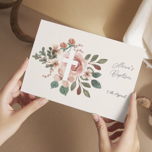 フローラバプテスマとクロスフラットRSVP 出欠カード