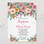 フローラバプテスマの招待、水彩献納 招待状 (正面/裏面)