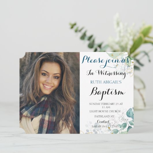 フローラバプテスマカスタムス写真 招待状 (スタンド正面)