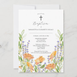 フローラバプテスマ招待状水彩ワイルドフラワー 招待状