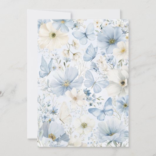 フローラバプテスマ《キリスト教》洗礼式や命名式ブルーバタフライボーイ 招待状 (裏面)