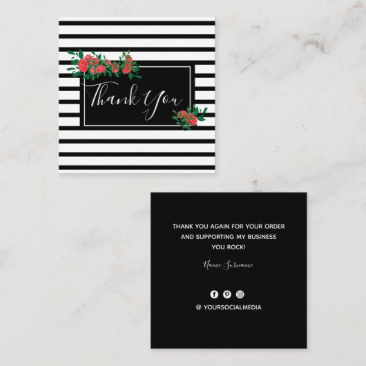 フローラバラありがとう スクエア名刺 (正面/裏面)
