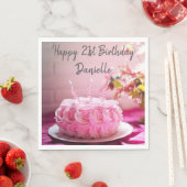 フローラバラお誕生日ケーキハッピーバースデー スタンダードランチョンナプキン (インサイチュ)