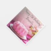 フローラバラお誕生日ケーキハッピーバースデー スタンダードランチョンナプキン (角)