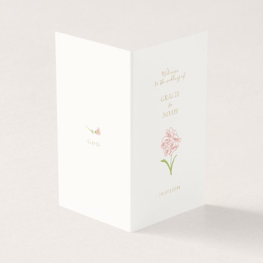 フローラバラアイボリー折り畳みカード結婚式 プログラム (外部)