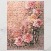 フローラバラアンティーク手書きスクラップブック紙 (正面)