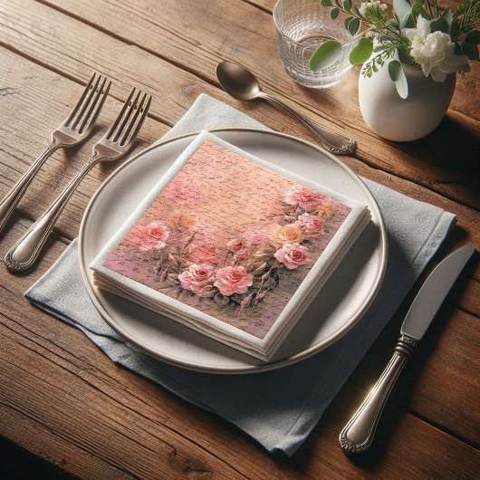 フローラバラアンティーク手書き分離 スタンダードランチョンナプキン