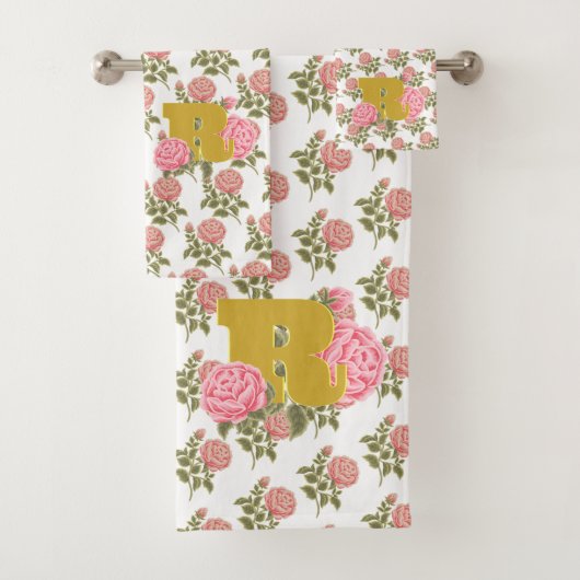 フローラバライニシャル文字モノグラム名カップル バスタオルセット (インサイチュ)