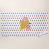 フローラバライニシャル文字モノグラム名カップル ビーチタオル (正面)