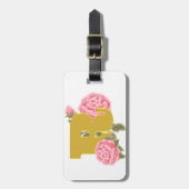 フローラバライニシャル文字モノグラム名カップル ラゲッジタグ (正面縦)