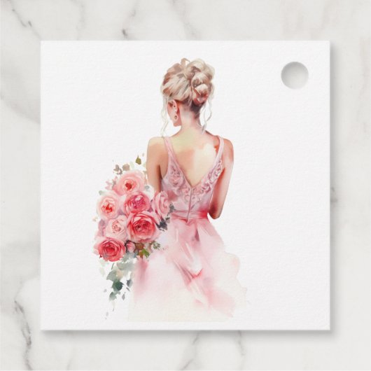 フローラバラウォーター結婚カラーズガウンブライダルシャワー フェイバータグ (裏面)