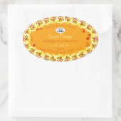 フローラバラオレンジ色の黄色の製品ラベル追加ロゴ 楕円形シール (バッグ)