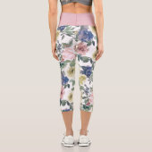 フローラバラガーデンブルークリームホワイトシャンパンピンク カプリレギンス (裏面)