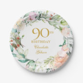 フローラバラガーランド90誕生日 ペーパープレート (正面)