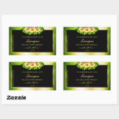 フローラバラグリーンマーブルブラック金ゴールド製品ラベル 長方形シール (シート)