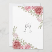 フローラバラグリーンリーウォーター色ブライダルシャワー 招待状 (裏面)