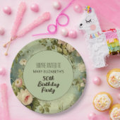 フローラバラグリーンリーバースデーパーティー ペーパープレート (パーティー)