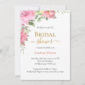 フローラバラグリーンリー金ゴールドブライダルシャワー 招待状 (正面)