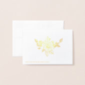フローラバラゴールドフォイルテーブルプレイスエスコートカード 箔カード (裏面封筒付き)