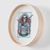 フローラバラスケルトンナースタロットカードハロウィーンEs 壁時計 (傾斜)