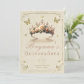 フローラバラティアラ&金ゴールド蝶キンセアニラ 招待状 (スタンド正面)