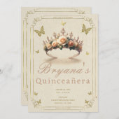 フローラバラティアラ&金ゴールド蝶キンセアニラ 招待状 (正面/裏面)