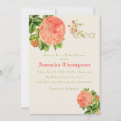 フローラバラティーパーティーブランチ女の子ベビーシャワー 招待状 (正面)