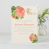 フローラバラティーパーティーブランチ女の子ベビーシャワー 招待状 (スタンド正面)