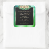 フローラバラティール（緑がかった色）グリーンマーブルブラック製品ラベル スクエアシール (バッグ)