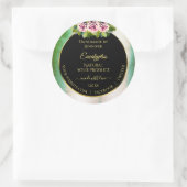 フローラバラティール（緑がかった色）大理石および黒の製品ラベル ラウンドシール (バッグ)