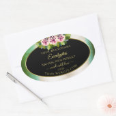 フローラバラティール(緑がかった色)大理石および黒の製品ラベル 楕円形シール (封筒)