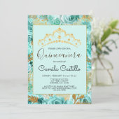 フローラバラティール(緑がかった色)花パターンキンセアニェラ 招待状 (スタンド正面)