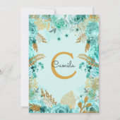 フローラバラティール(緑がかった色)花パターンキンセアニェラ 招待状 (裏面)