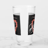 フローラバラハートモノグラムウェディングパーティキープサケ タンブラーグラス (左)