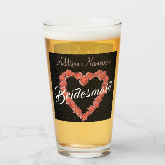 フローラバラハートモノグラムウェディングパーティキープサケ タンブラーグラス (ドリンク裏面)