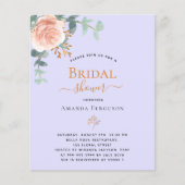 フローラバラバイオレットバジェットブライダルシャワー招待 (正面)