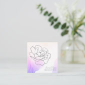 *~*フローラバラパステルピンク&ラベンダーウォータカラー スクエア名刺 (スタンド正面)