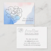 *~*フローラバラパステルブルー&ピンクウォーターカラー 名刺 (正面/裏面)