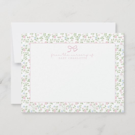 フローラバラパーソナライズされた子供部屋ノートカード 招待状 (正面)