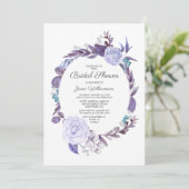 フローラバラパープル葉リースブライダルシャワー 招待状 (スタンド正面)
